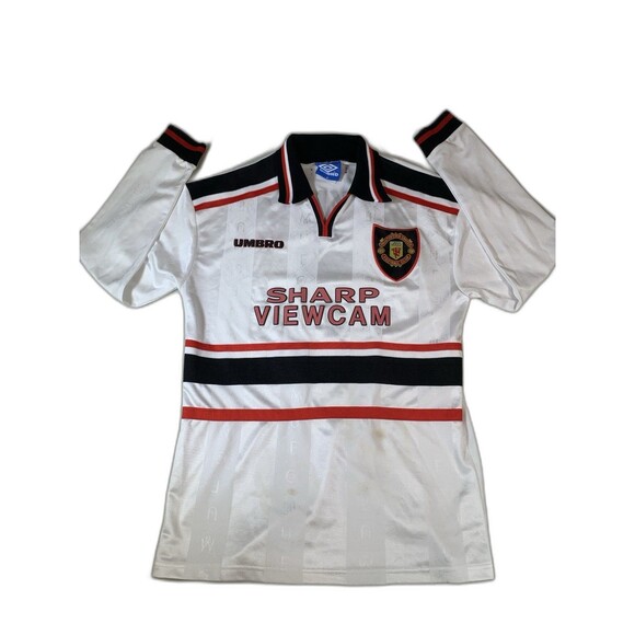 Manchester United 1998-99 Away Soccer Long Sleeve Jersey BECKHAM #7 Umbro M - Picture 1 of 10